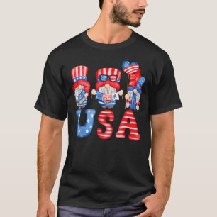 T-shirt 4 juillet Drapeau Américain Gnomes Coupe Patriotiq