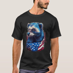 T-shirt 4 juillet Drapeau américain Honey Badger