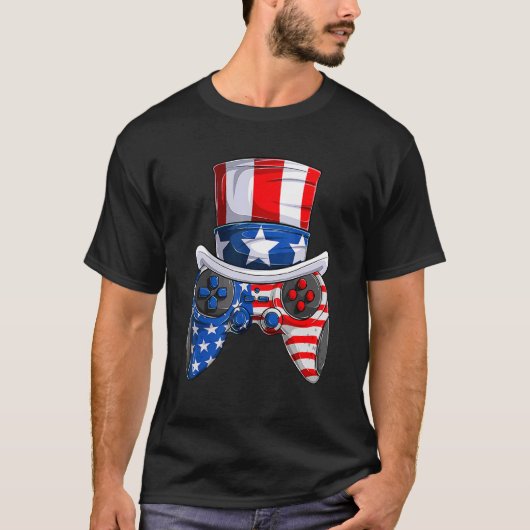 T-shirt 4 Juillet Drapeau Américain Jeu Vidéo Enfants Gary (Devant)