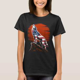 T-shirt 4 juillet Drapeau américain loup patriotique loup