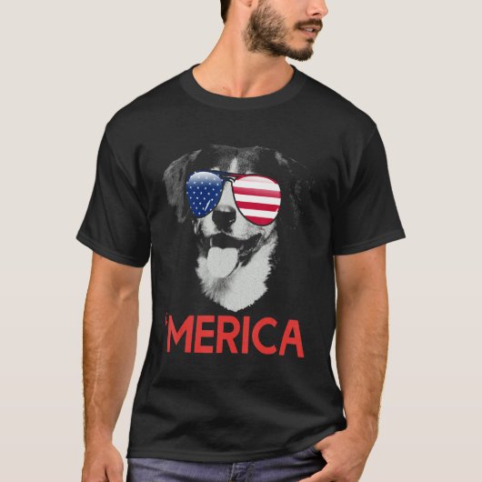 T-shirt 4 juillet drapeau américain Merica Entlebucher (Devant)