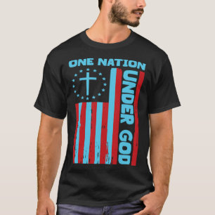 T-shirt 4 juillet Drapeau chrétien patriotique Une nation