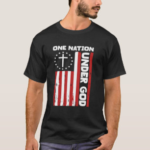 T-shirt 4 juillet Drapeau chrétien patriotique Une nation
