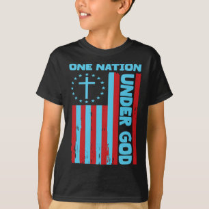 T-shirt 4 juillet Drapeau chrétien patriotique Une nation