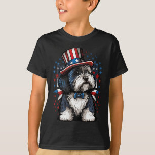 T-shirt 4 juillet Drapeau de Collie Dog Us Patriotique