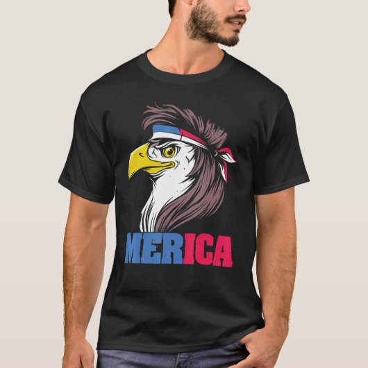 T-shirt 4 juillet Drapeau Eagle Mullet Merica Pour Les Amé (Devant)