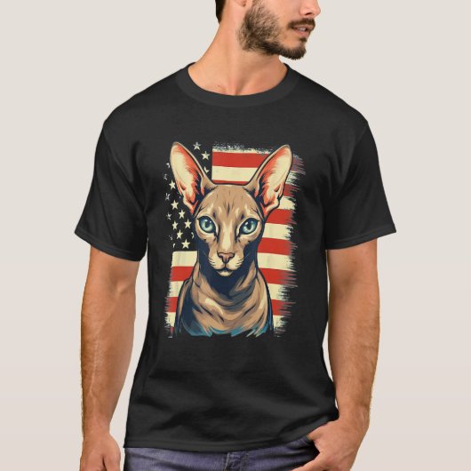 T-shirt 4 juillet Drapeau Oriental Shorthair Chat 1 (Devant)