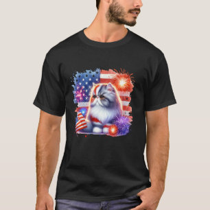 T-shirt 4 juillet drôle Meowica persan chat amoureux propr