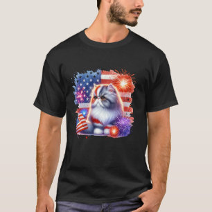 T-shirt 4 juillet Drôle propriétaire Amoureux des chats de