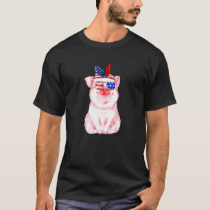 T-shirt 4 juillet États-Unis Drapeau Amérique Piggy Jo