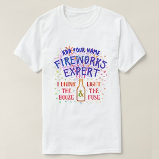 T-shirt 4 juillet expert en matière drôle V2 de feux (Design devant)