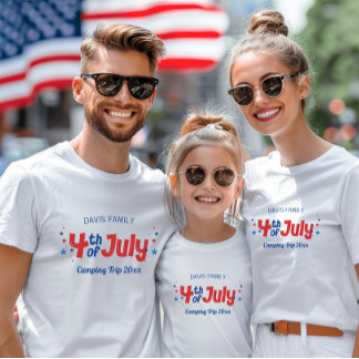 T-shirt 4 Juillet Famille Correspondante Rouge Blanc Bleu