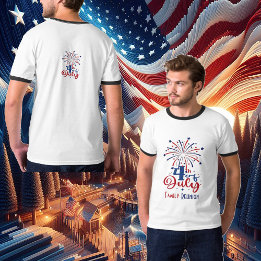 T-shirt 4 Juillet Famille Patriotique Réunion Rétro Rouge 