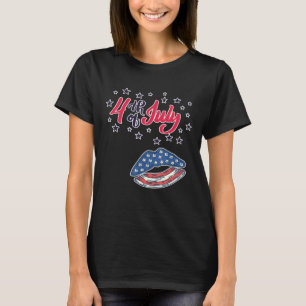 T-shirt 4 juillet Fête de l'Indépendance Kiss Lips America