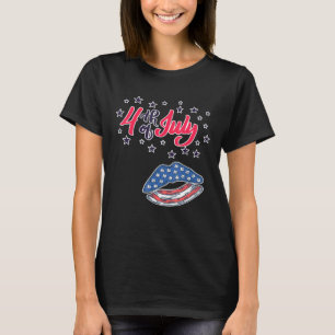 T-shirt 4 juillet Fête de l'Indépendance Kiss Lips America