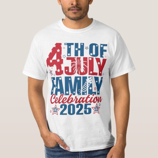 T-shirt 4 juillet Fête familiale 2025 (Devant)