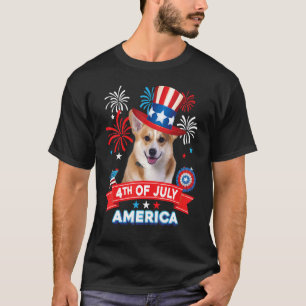 T-shirt 4 juillet Fête Patriotique Corgi Chien Indépendanc