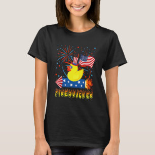 T-shirt 4 juillet Feu de canard en caoutchouc Patriotique