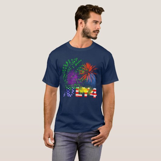 T-shirt 4 juillet feux (Devant entier)