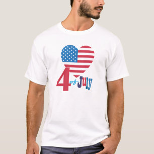 T-shirt 4 juillet feux d'artifice américains de drapeau de