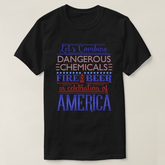 T-shirt 4 juillet feux d'artifice drôles de bière de (Design devant)