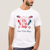 T-shirt 4 juillet feux d'artifice Rouge Bleu Patriotique (Devant)