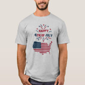 T-shirt 4 juillet feux d'artifice USA Rouge Blanc Bleu (Devant)