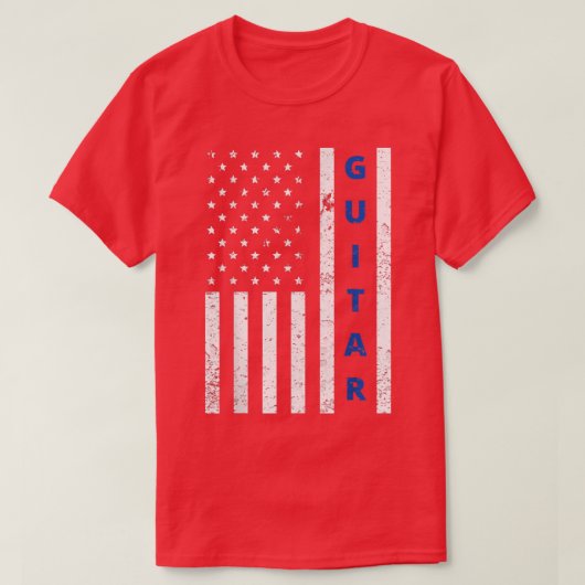 T-shirt 4 juillet Fier Drapeau Américain Pays Musique Gui (Design devant)