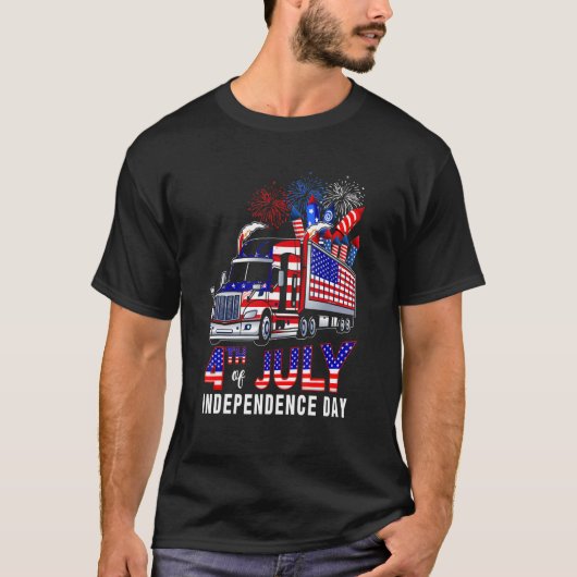 T-shirt 4 juillet Fier Indépendance Camion feux d'artifice (Devant)