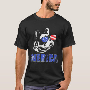 T-shirt 4 juillet French Bulldog Us Shades Fête de l'Indép