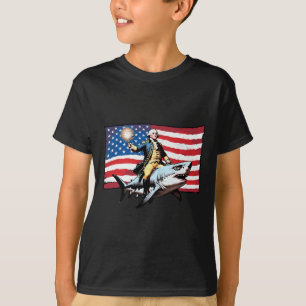 T-shirt 4 juillet George Washington équitation Shark Ameri