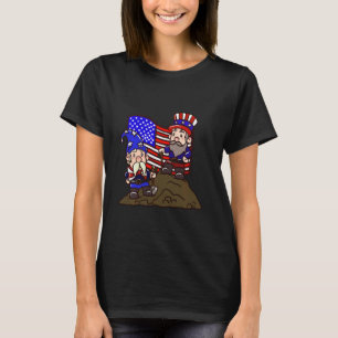 T-shirt 4 juillet Gnomes American Usa Patriotic Garden
