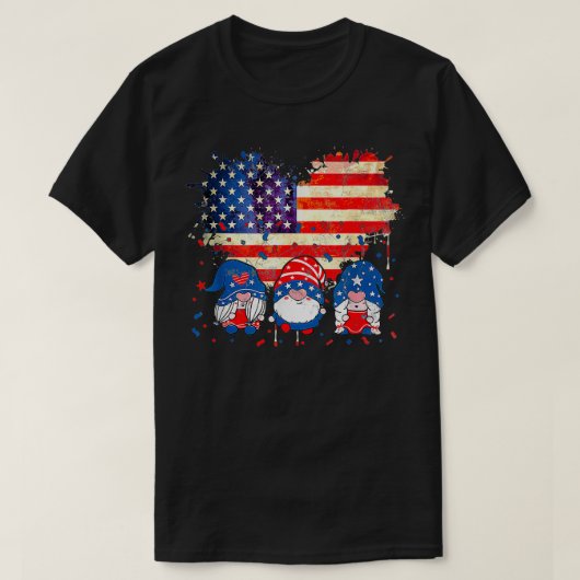 T-shirt 4 juillet Gnomes Drapeau Patriotique Américain (Design devant)