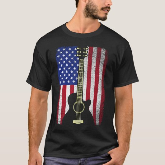 T-shirt 4 juillet Guitare musicienne États-Unis Drapeau am (Devant)