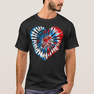 T-shirt 4 Juillet Heart Tie Dye American Usa Drapeau Garço