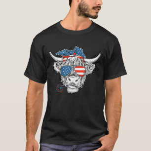 T-shirt 4 Juillet Heifer Drapeau Américain Paysan Vache Pa