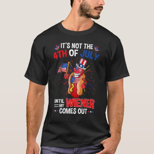 T-shirt 4 juillet Hot Dog Wiener Sortit L'Humour Adulte (Devant)