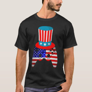 T-shirt 4 juillet jeu vidéo Drapeau américain Jeu patrioti