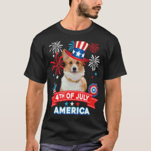 T-shirt 4 juillet jour de fête patriotique Chien Corgi Gal
