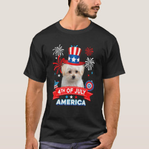 T-shirt 4 juillet jour de fête patriotique chien maltais i