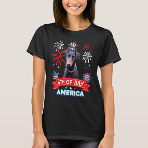 T-shirt 4 juillet Jour Patriotique Doberman Pinscher Chien