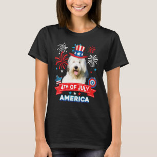 T-shirt 4 juillet Jour Patriotique Vieux Chien-chien angla