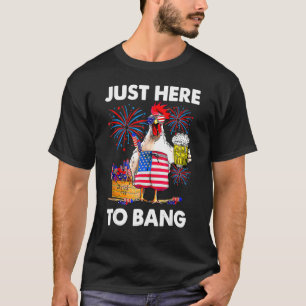 T-shirt 4 juillet juste ici pour cogner poulet drapeau USA