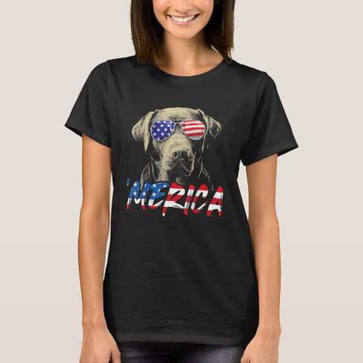 T-shirt 4 juillet Labrador Retriever Merica American Fla (Devant)