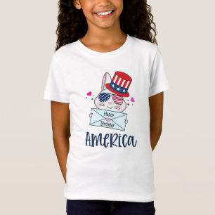 T-Shirt 4 juillet lapin avec les Etats-Unis Drapeau lunett