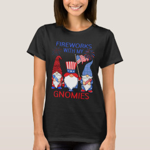 T-shirt 4 juillet Léopard Gnomes Firework Américain Usa W
