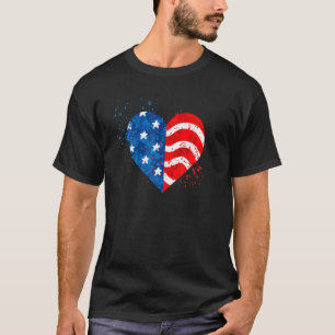 T-shirt 4 juillet. LOVE COEUR American Freedom USA Drapeau