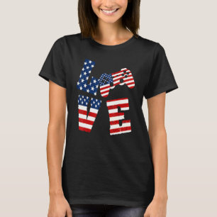 T-shirt 4 juillet Love jeu vidéo Patriotic American Fla