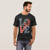 T-shirt 4 juillet Love Sunflower Patriotique drapeau améri (Devant entier)