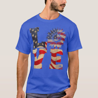 T-shirt 4 juillet Love Sunflower Patriotique drapeau améri